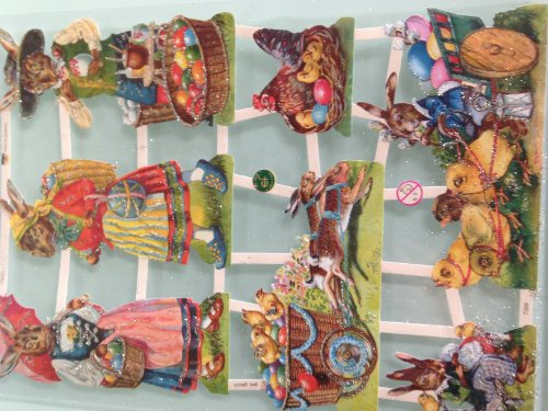 Ernst Freihoff Glanzbilder Oblaten Ostermotive mit Glimmer EF 7389 (1 Bogen)