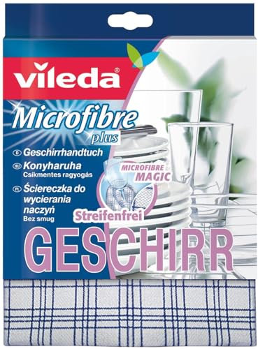 Vileda 11122, Panno microfibra asciugapiatti con funzione 2 in 1, Colori assortiti