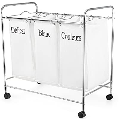 Compactor Nature Triple Wäschekorb Life Kollektion - XL Größe - Weiß - 74x45,5x75 cm