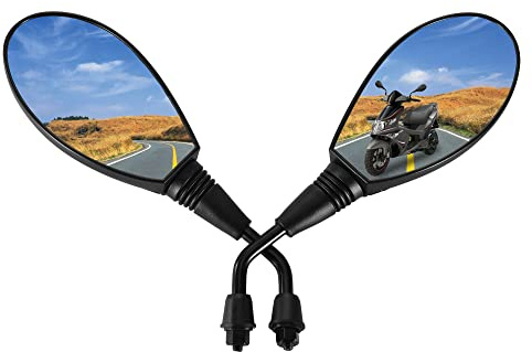 GOOFIT Retrovisor Moto 8mm Universal Espejo Circular reemplazo para 50cc 70cc 80cc 90cc 110cc 125cc 150cc 200cc 250cc Ciclomotor Scooter Pit Bike ATV Quad Bicicleta Negro