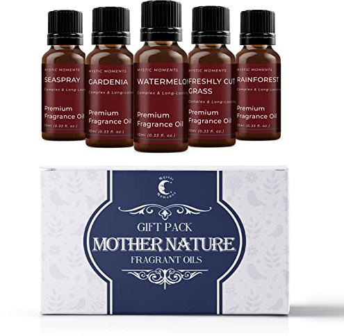 Mystic Moments | Kit Oli profumati Madre Natura | 5x10ml | Cinque fragranze: Brezza marina, Gardenia, Anguria, Erba appena tagliata e Foresta pluviale.