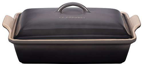 Le Creuset Cacerola rectangular cubierta de Stoneware, 4 cuartos de galón (12 x 9), Oyster