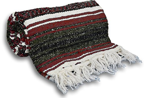 YogaAccessories Traditional Mexican Yoga Blanket - Burgundy