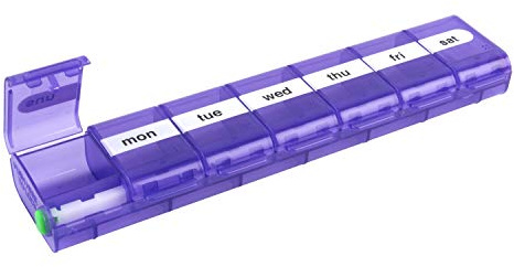 EZY DOSE Weekly (7-Day) Pill Case, Medicine Planner, Vitamin Organizer Box, X-Large Locking Compartments to Secure Prescription Medication and Prevent Accidental Spilling, Color May Vary