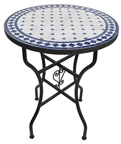 Saharashop Orientaliskt mosaikbord rund Ø 60 cm blå-natur