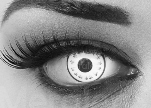 Meralens 1 Paar Farbige Anime Sharingan Kontaktlinsen Bayakugan in weiß schwarz perfekt zu Manga Hereos of Cosplay, Halloween mit gratis Kontaktlinsenbehälter 12 Monatslinsen ohne Stärke 14mm