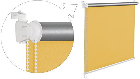 KS Handel 24 THERMOROLLO VERDUNKLUNGSROLLO 110x200 cm GELB FENSTERROLLO MIT THERMOBESCHICHUNG 100% ABDUNKLUNG INKL. SEILZUGHALTER