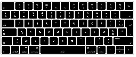 MiNGFi Protection Clavier Silicone Français AZERTY pour Apple Magic Keyboard A1644 (2015-2016) EU/ISO - Noir