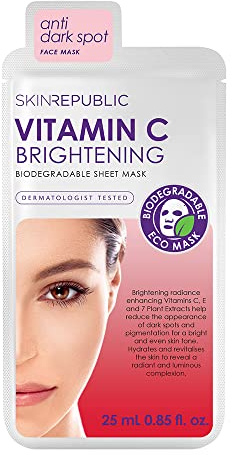 Skin Republic Vitamin C Brightening Sheet Face Mask | Helps Brighten and Even Skin Tone | For a Radiant Complexion | Made in Korea (Pack of 1)