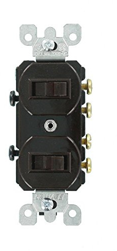 Leviton 15 Amp, 120/277 Volt, Duplex Style Two 3-Way Combination Switch, Commercial Grade, 5243, Brown