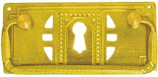 Antiguo Hofmeister Herraje de latón relieve Natural 8,5 x 4,0 cm