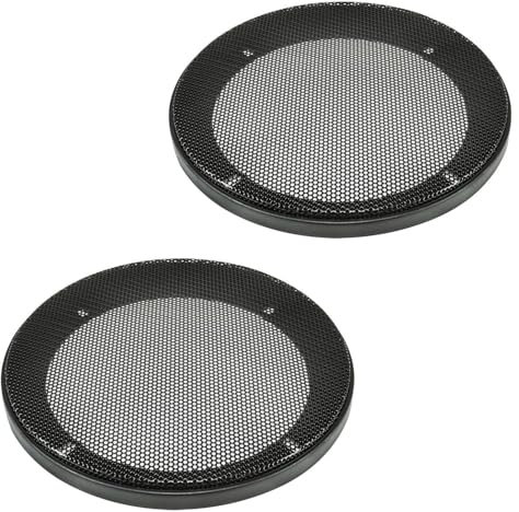 tomzz Audio 2800-001 Lautsprecher Gitter Grill für 130mm DIN Lautsprecher, schwarz, 2-teilig Kunststoffring mit Metallgitter, Satz