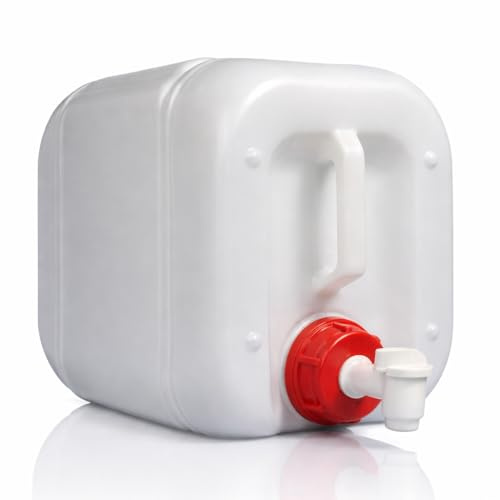 HELGUEFER - Bidon 25 litros con Grifo Plástico | Bidon Apto para Uso Alimentario, Reutilizable | Garrafa Agua con Cierre Hermético, Cómoda, Fácil de Usar | para Camping o Cocina