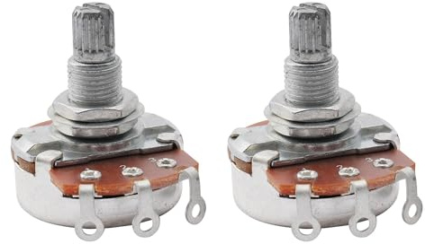 Musiclily Metrisch B250K Gitarre Potentiometer Split Shaft Linear Taper Poti für E-Gitarre und Bass((2er Set) | 18 Zähne,Linear, für E-Gitarre Bass