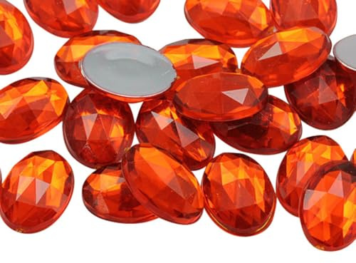 Allstarco Acryl-Strasssteine, oval, 18 x 13 mm, Orange, Hyazinthe, HC, flache Rückseite, Kunststoff, Kostüm, Edelsteine, Cosplay, Verzierungen, Dekorationen, 35 Stück