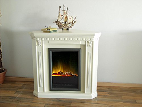 XANA-Möbel Camino elettrico ad angolo angolo camino elettrico camino da parete caminetto / camino bianco crema