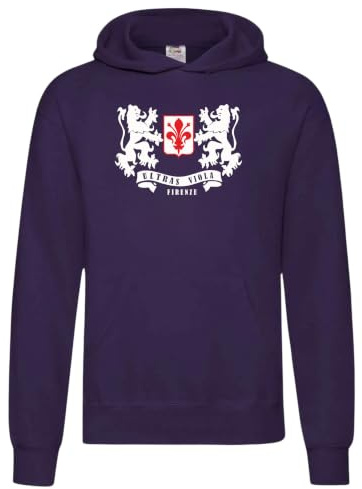 Settantallora Felpa Unisex con Cappuccio Viola - Felpa Fiorentina Calcio in Cotone Felpato Garzato - Maglia Invernale Morbida Regular Fit per Uomo e Donna, Sport e Tempo Libero