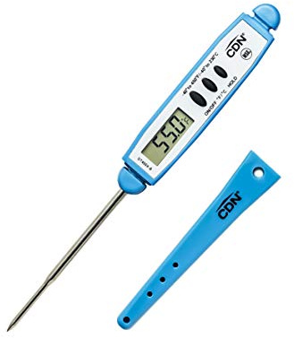 CDN ProAccurate® Instant Read Digital Pocket Thermometer for Meat, Cooking with 2.5mm Reduced Tip, Stainless Steel Stem, Fast Accurate Readings, Blue (DT450-B)