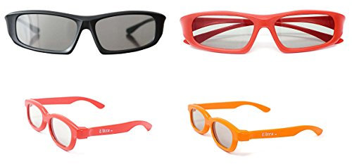 Ultra Family Pack 2 Adults 2 Childrens Passive 3D Glasses for TV Men Women Polarized Wraparound For Use with RealD Movies Cinemas TVs and Projectors 3D Cinema Glasses Movie Glasses 3D Glasses Cinema