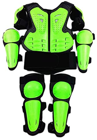 Chaleco Protector para niños con Rodilleras y Coderas para Motocross, Bicicleta de montaña, patín, Scooter, monopatín, Accesorios de Entrenamiento para Montar en monopatín, Color Verde