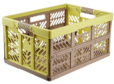 keeeper Stabile Profi-Klappbox mit Soft-Touch Griffen, 54 x 37 x 28 cm, 45 l, Ben, Grün/Taupe