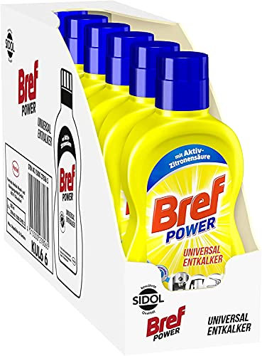 Bref Power Universal Entkalker für Kaffevollautomat & Kaffeemaschinen, 6x500ml, Kalklöser mit Aktiv-Zitronensäure für Küchengeräte