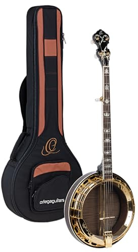 Ortega Guitars OBJ850-MA 5-String Banjo with Flamed Maple Resonator, 3-Ply Solid Maple Rim, Elaborate Carving