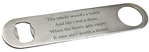 Personalised Stainless Steel Bar Blade Bottle Opener Engraved On One Side with Any Message. - Enter Your Own Custom Text