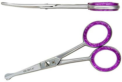 WELTMEISTER SOLINGEN scharfe, gebogene PROFI Pfotenschere Hundeschere Gesichtsschere mit abgerundeten Spitzen und einseitiger Mikroverzahnung, 4 Zoll (10,6cm) PREMIUM-QUALITÄT Made in Germany