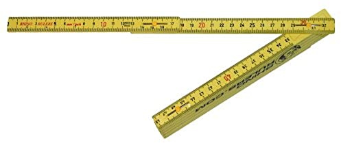 US Tape 55155 Rhino Fiberglass Folding Ruler 5/8 x 6' English/Metric; 16ths front, mm back