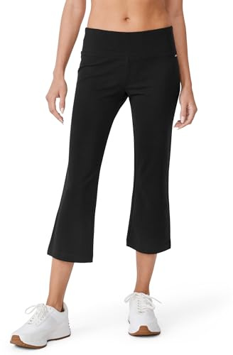 Jockey Women's Activewear Cotton Stretch Slim Flare Capri, Black, XL