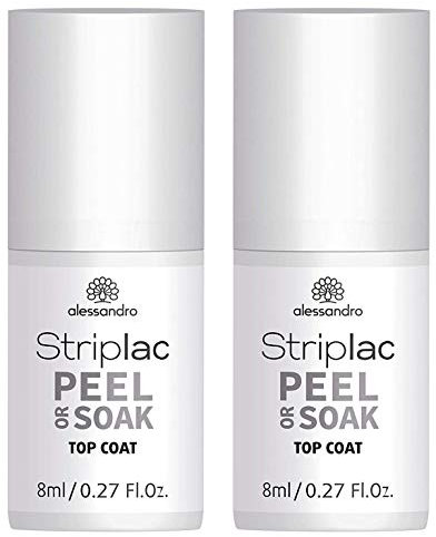 2 x alessandro Striplac Peel or Soak Top Coat – LED-Überlack für eine perfekt glänzende Farblackierung – Schützt & versiegelt für bis zu 3 Wochen – 2 x 8ml