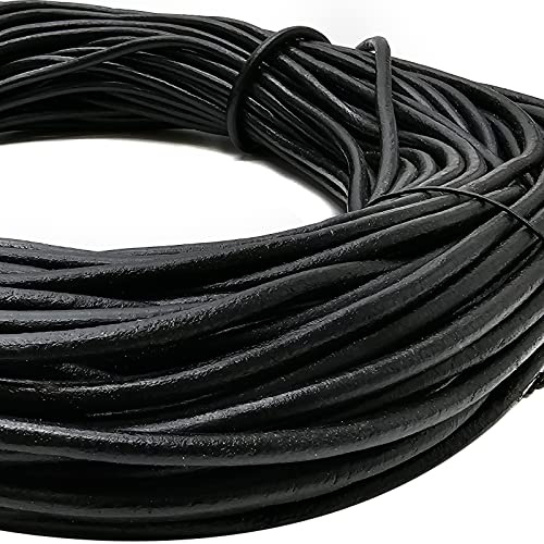esnado Lederschnur Rund 6 mm. Schwarz 2 m - Länge/Farbe: wählbar