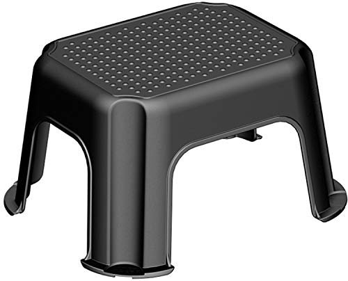 Rotho Basic Tritthocker bis 150 kg belastbar, Kunststoff (PP) BPA-frei, schwarz/silber, (43.1 x 35.8 x 23.8 cm)