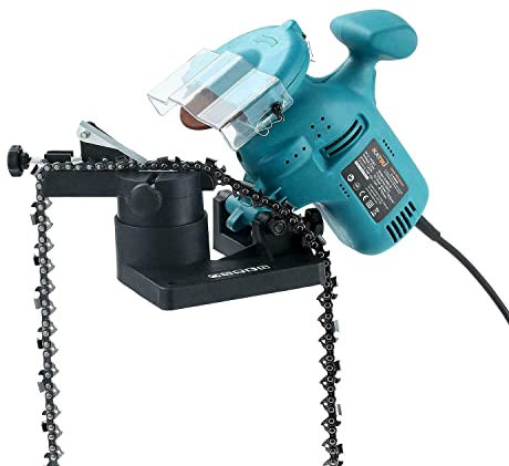 KATSU Chainsaw Sharpener 220W Electric Corded Bench Top Chain Saw Blade Sharpener Grinder, 100mm Grinding Wheel Included 100097