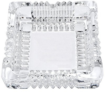 YXQ 6 inch Glass Ashtray Square Crystal Heavy Smoke for Cigar Cigarettes Collectible Holder Tribal Tabletop Tray Outdoor Outside Home Decoration