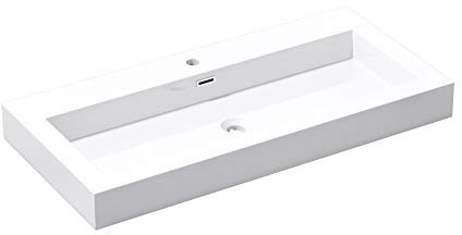 Mai & Mai Lavabo da Appoggio 100x48x10cm, Lavandino Bagno Rettangolare Colossum18-1000 Lavabo da Minerale Fuso