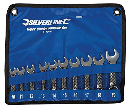Silverline 630063 - Chiavi ad anello/fisse, corte, 10 pezzi