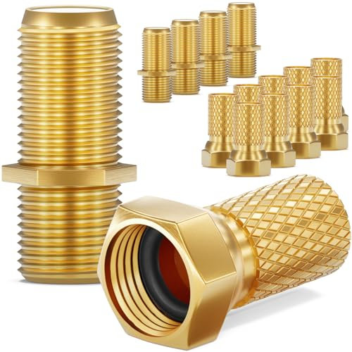 HB-Digital 5X Connector 10x F-Connector Set 7mm Gold plaqué avec joint en caoutchouc large écrou pour l'extension du câble d'antenne coaxiale Sat cable BK systems