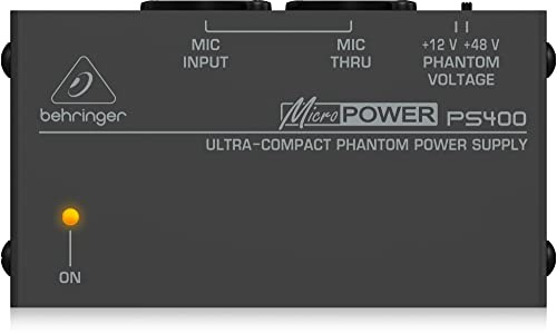 Behringer PS400 48V Phantomspeisung für Kondensatormikrofone – XLR Phantom Power Netzteil für Studio, Podcast, Streaming & Live Sound