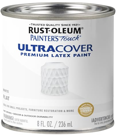 Rust-Oleum 1990730 Painter's Touch Latex Paint, Half Pint, Flat White, 8 Fl Oz (Pack of 1)