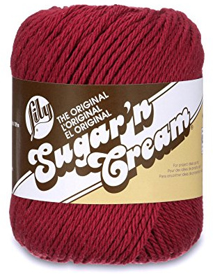 Lily Sugar 'N Cream The Original Solid Yarn, 2.5oz, Medium 4 Gauge, 100% Cotton - Wine - Machine Wash & Dry