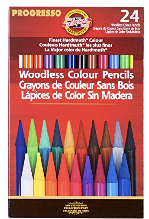 Koh-I-Noor Progresso Woodless Colored 24-Pencil Set, Assorted Colored Pencils (FA8758.24)