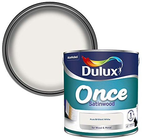 Dulux 5091096 Once Satinwood Paint For Wood And Metal - Pure Brilliant White 2.5L
