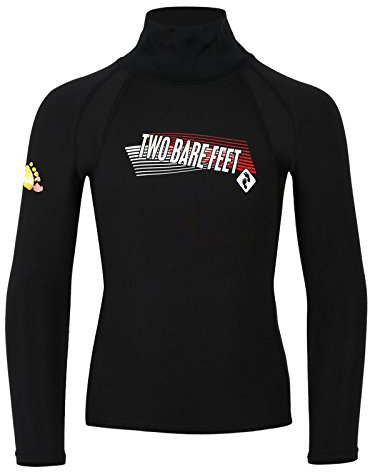 Two Bare Feet Kids Thermal Fleece Lined Rash Vest Long Sleeve - UV50 Protection Surf Base Layer, Wetsuit Swimming Tops for Surfing (Small)