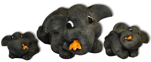 Wilai 3 Elefanten Set massiv Glücksbringer Dekoration Gartenfigur Skulptur