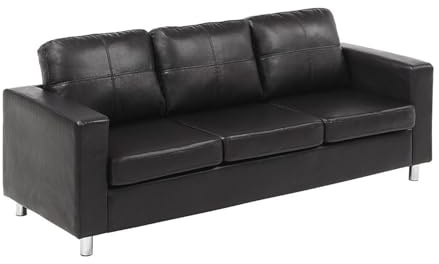 Vente-unique - Sofa ohne Schlafmöglichkeit 3 Ackley - Kunstleder - schwarz