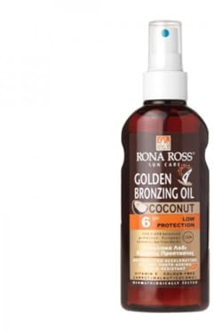 Rona Ross Sun Care | Golden Bronzing Oil Spray | Intense Tanning SPF6 | Tan Accelerator | Contains Coconut, Carrot Oil & Vitamin E