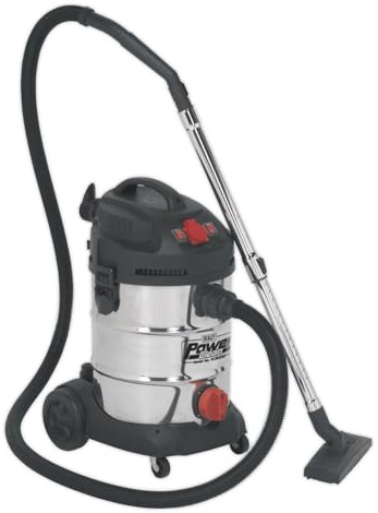 SEALEY dammsugare Industriell 30 ltr 1 400 W/230 V rostfritt fack automatisk start