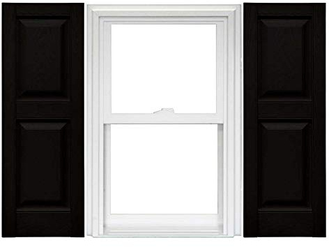 Mid America Raised Panel Vinyl Shutters (1 Pair) - 12 x 47 002 Black